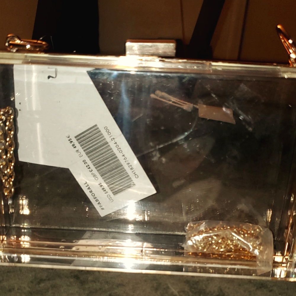 JUSTFAB hard clear purse